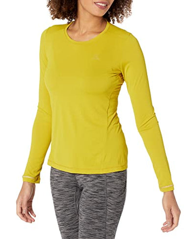 Salomon Agile Damen-T-Shirt, langärmelig, Gelb (Antique Moss), im Sale